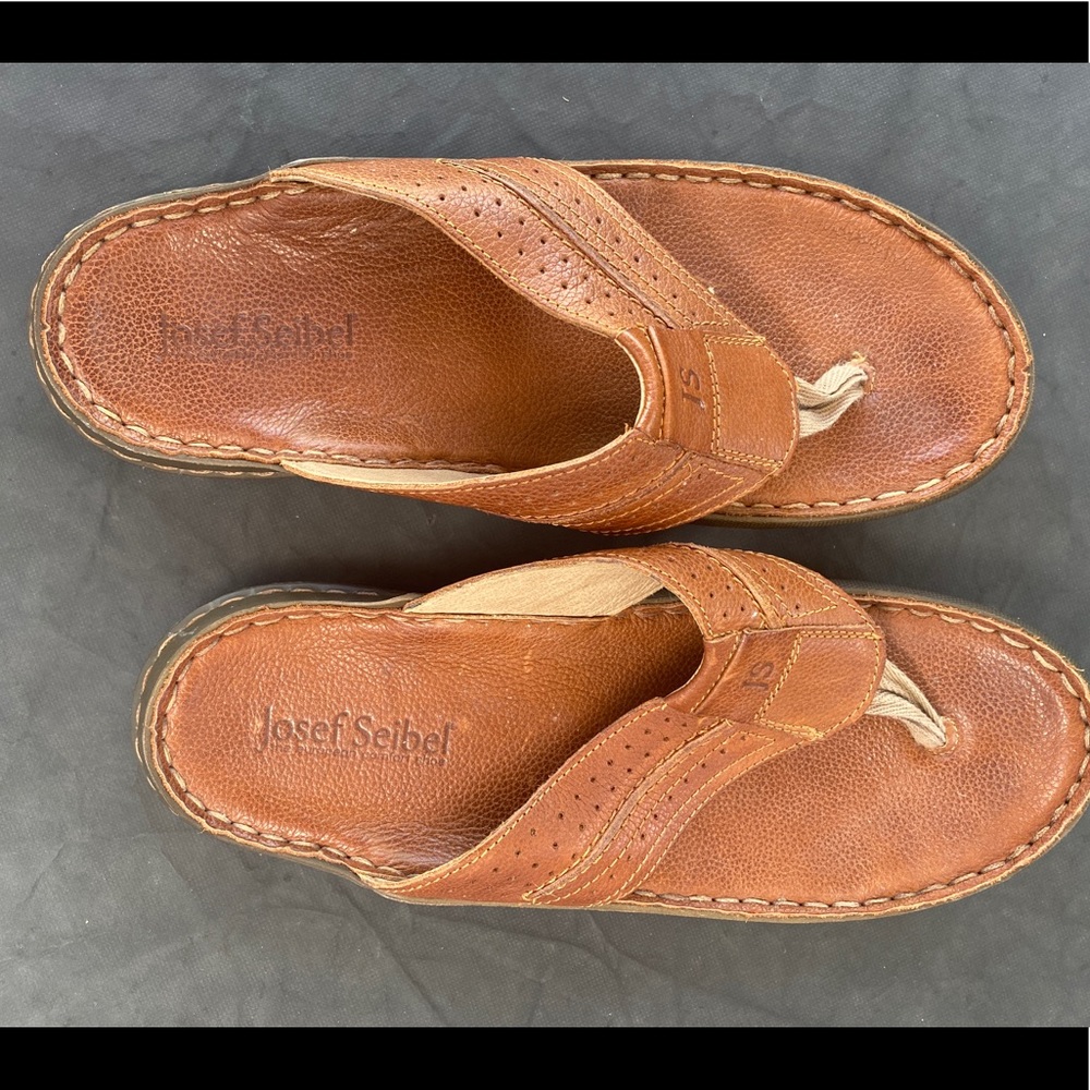 Josef Seibel Leather Flip Flop Sandals
